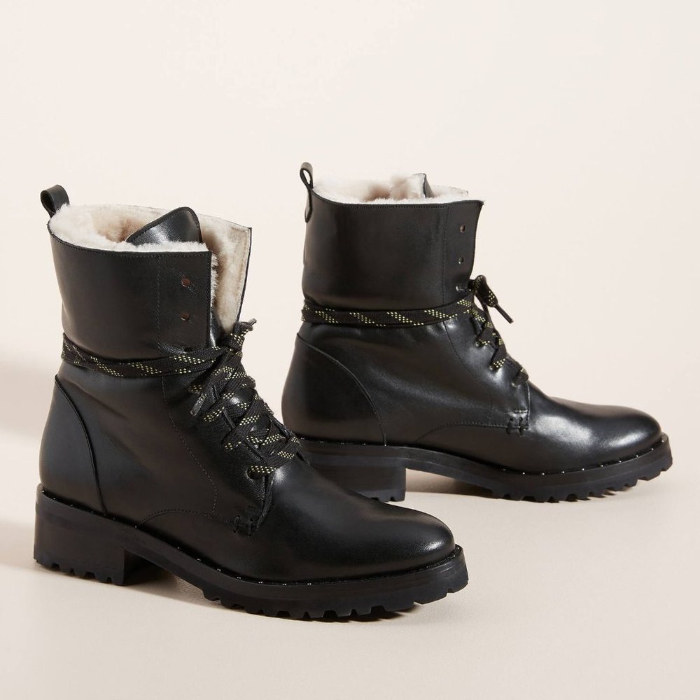 Freda Salvador Lace-Up Hiker Boots With Shearling